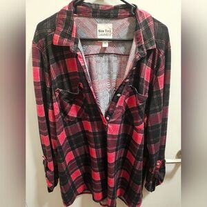 New York Laundry Red and Black Plaid Shirt